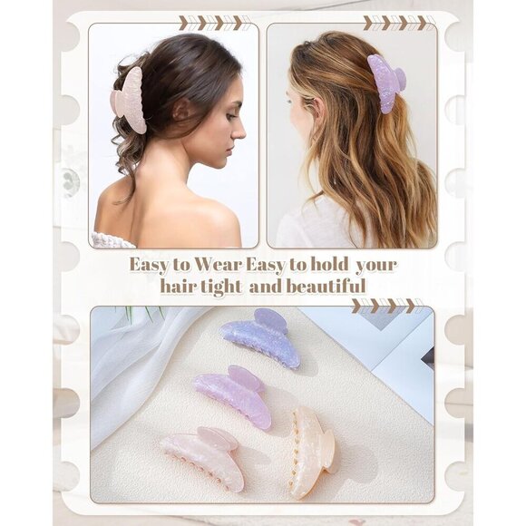 4 Pack Acrylic Hair Clips Claw Grip Large NonSlip Hair Clamps for Women